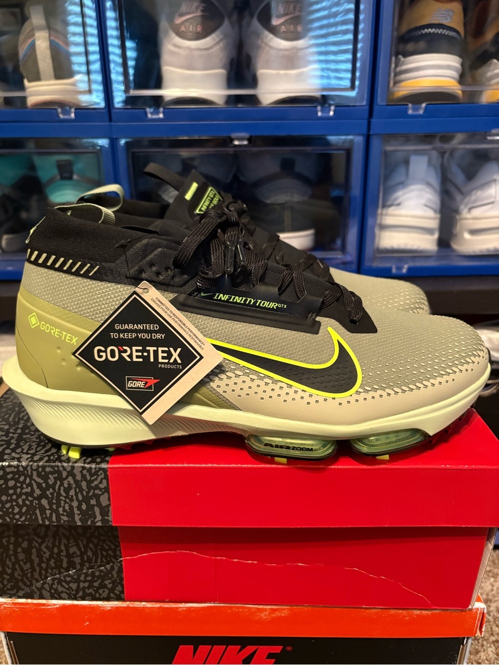 Nike Gore-Tex Golf Shoes in Olive with Volt Accents WATERPROOF